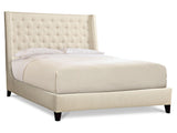 Maxime White/Cream Fabric Shelter King Bed (69"H) - Ornate Home