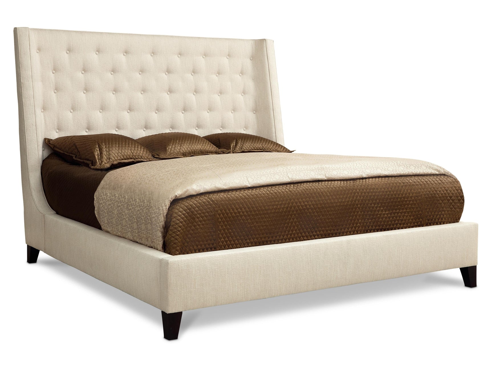 Maxime White/Cream Fabric Shelter King Bed - Ornate Home