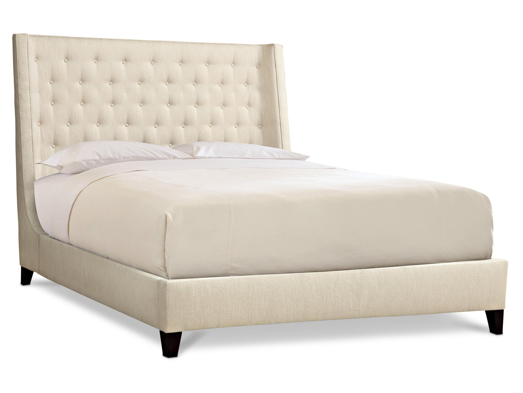 Maxime White/Cream Fabric Shelter King Bed - Ornate Home