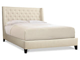 Maxime White/Cream Fabric Shelter King Bed w/ Espresso Feet - Ornate Home