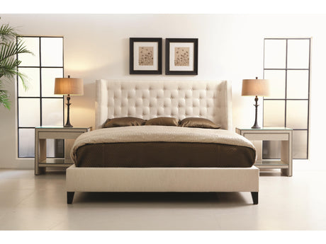 Maxime White/Cream Fabric Shelter Queen Bed - Ornate Home