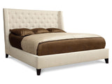 Maxime White/Cream Fabric Shelter Queen Wingback Bed - Ornate Home