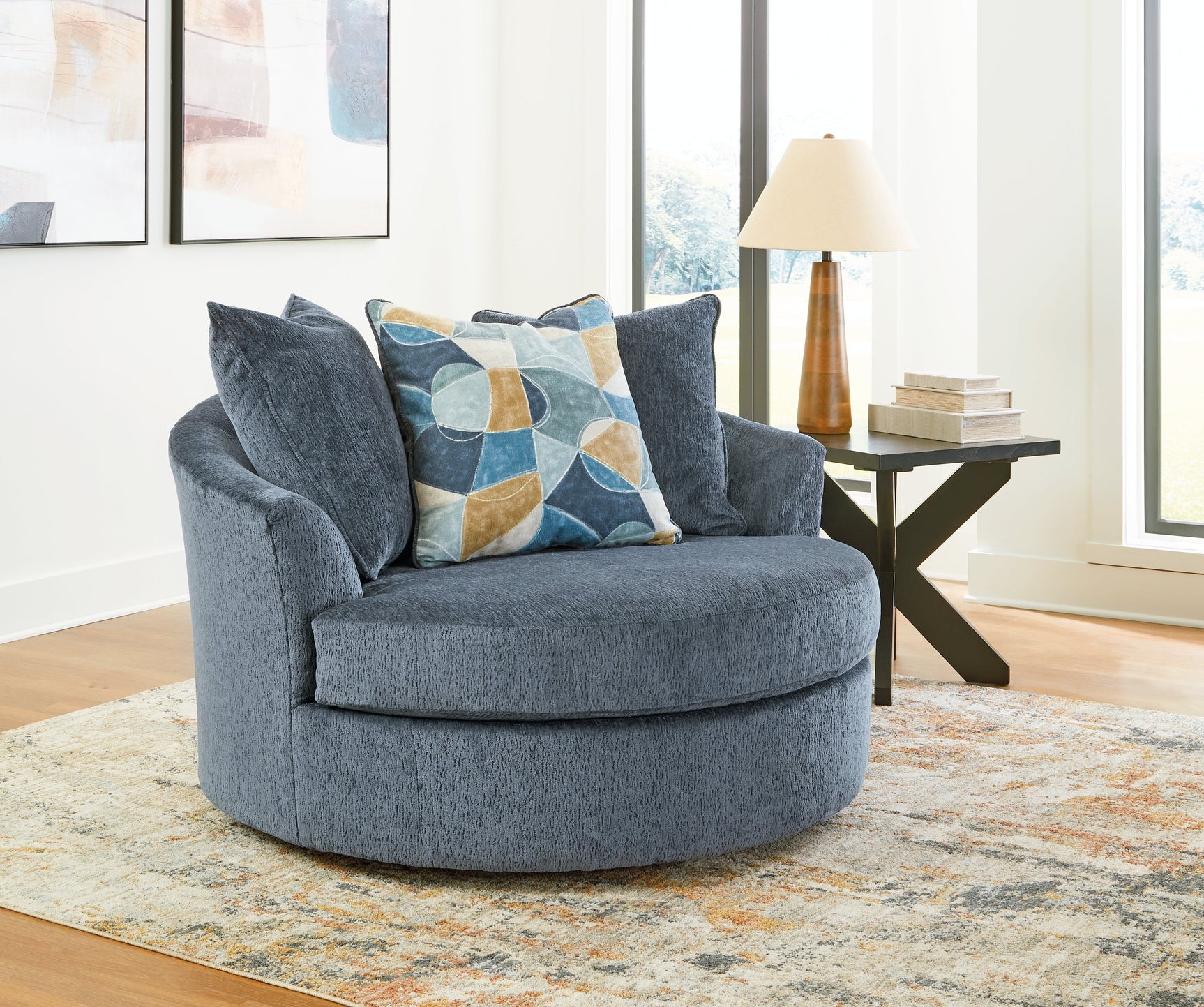 Maxon Navy Place Oversized Chair and Ottoman - Ornate Home