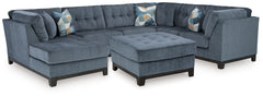 Maxon Place Navy 3-Piece Sectional and Ottoman - Ornate Home