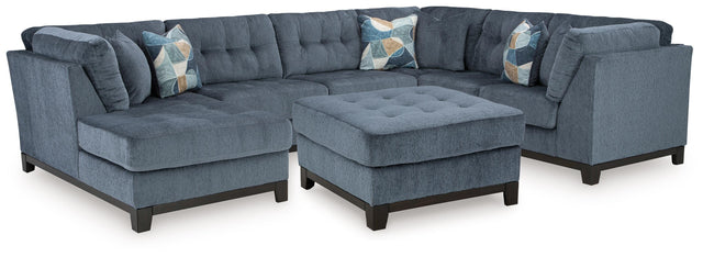 Maxon Place Navy 3-Piece Sectional and Ottoman - Ornate Home