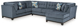 Maxon Place Navy 3pc Sectional with Chaise - Ornate Home