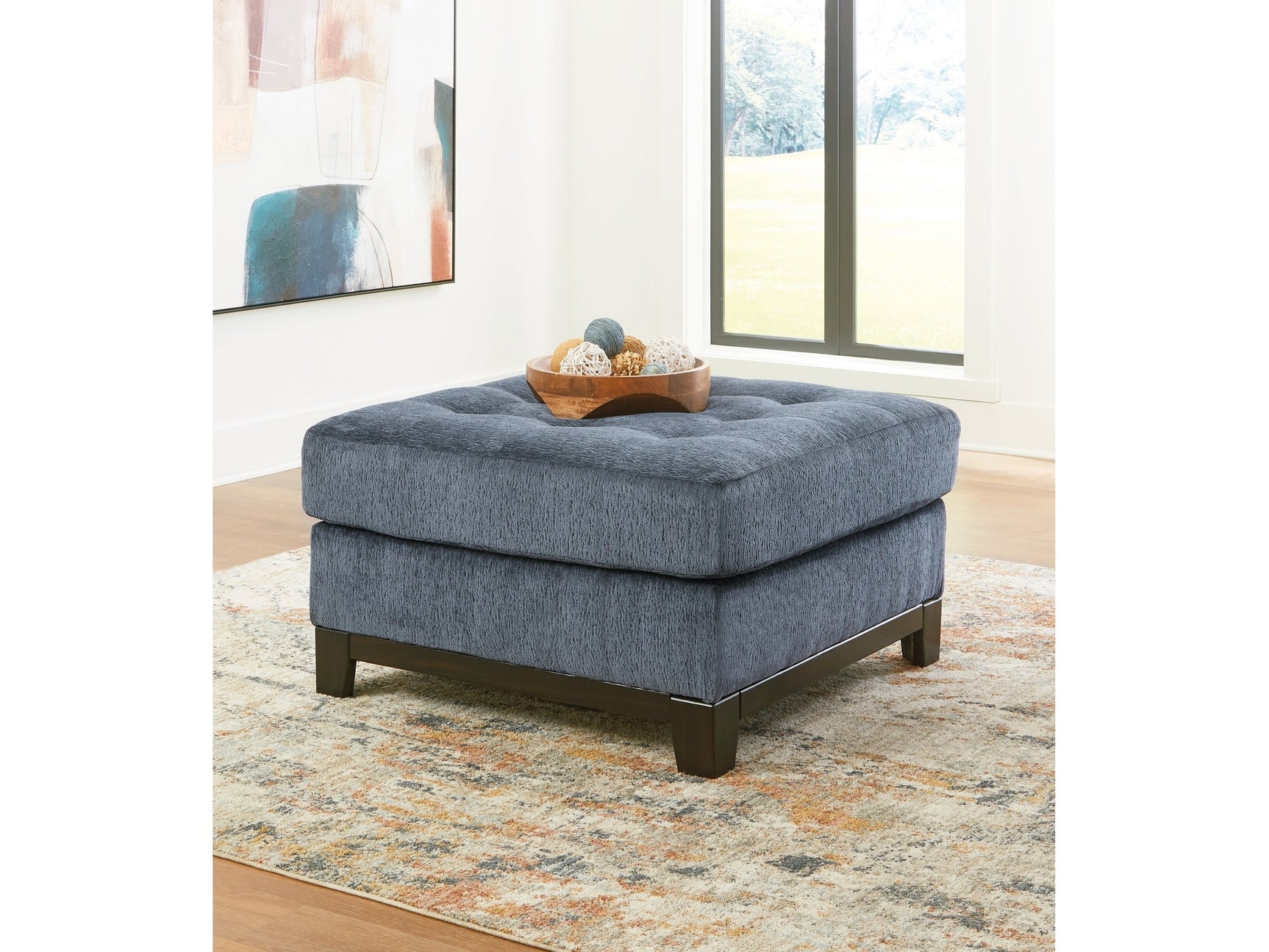 Maxon Place Navy Oversized Accent Ottoman - Ornate Home