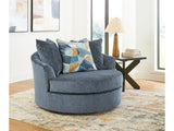Maxon Place Navy Oversized Swivel Accent Chair (Online Special Price) - Ornate Home