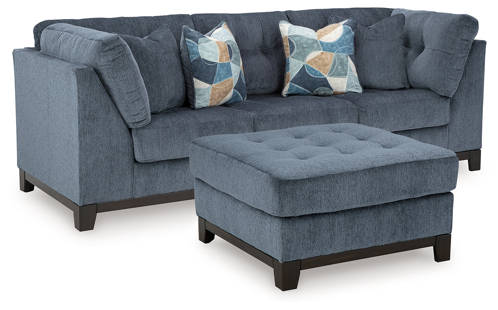 Maxon Place Navy Sofa and Oversized Accent Ottoman - Ornate Home