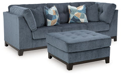 Maxon Place Navy Sofa and Oversized Accent Ottoman - Ornate Home