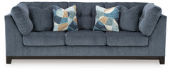 Maxon Place Navy Sofa and Oversized Accent Ottoman - Ornate Home