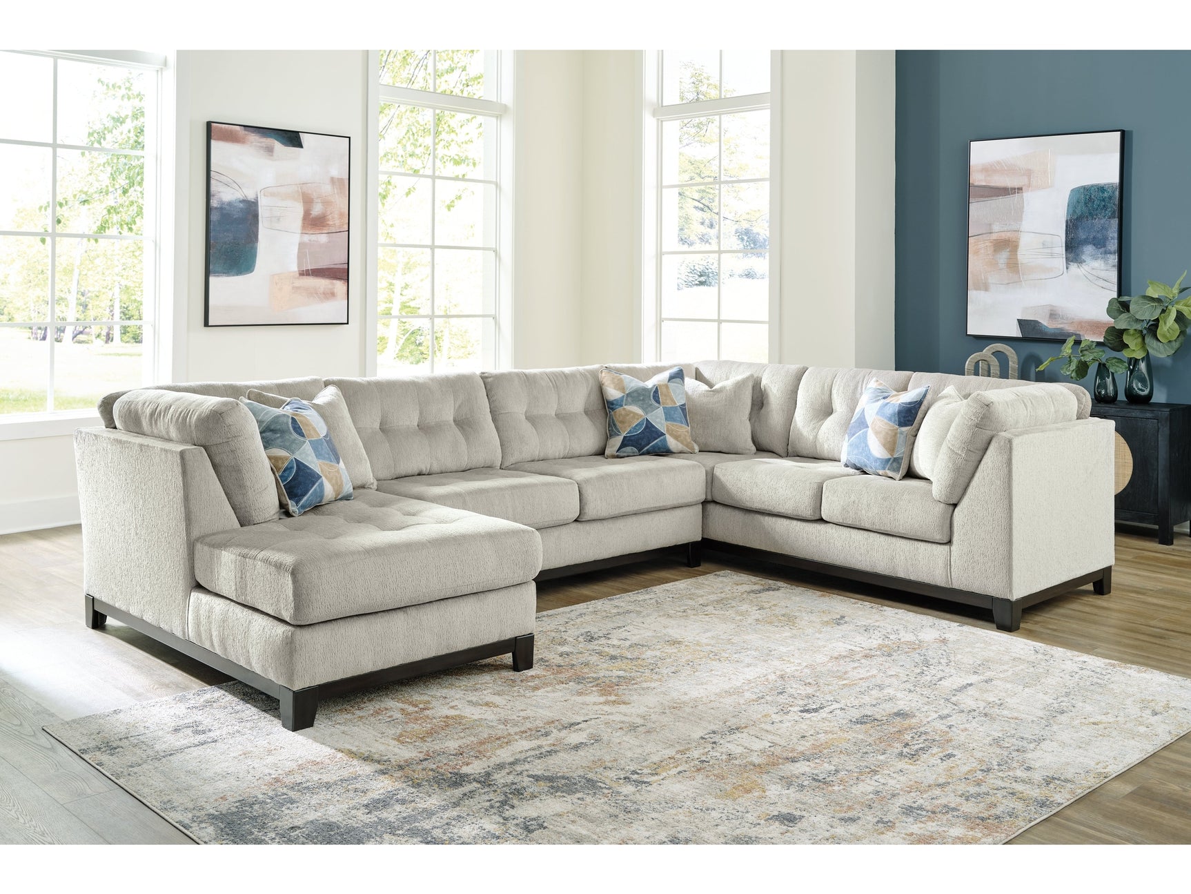 Maxon Place Stone 3-Piece Sectional with Chaise - Ornate Home