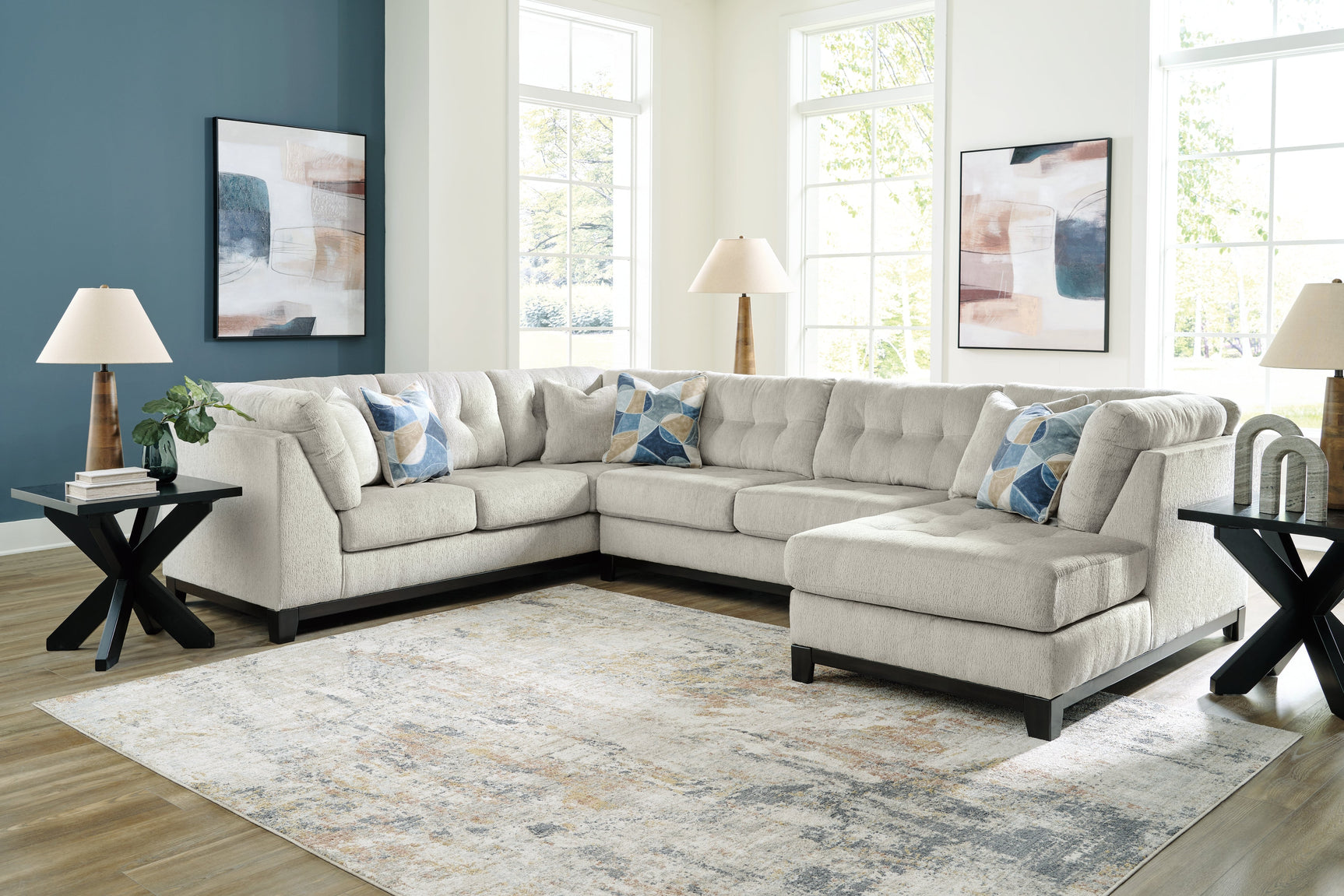Maxon Place Stone 3pc Sectional with Chaise - Ornate Home