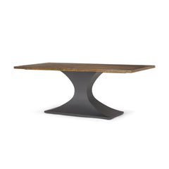 Maxton Brown/Gunmetal Rectangular Pedestal Dining Table - Ornate Home