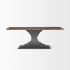Maxton Brown/Gunmetal Rectangular Pedestal Dining Table - Ornate Home