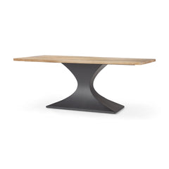 Maxton Light Brown/Gunmetal Rectangular Pedestal Dining Table - Ornate Home