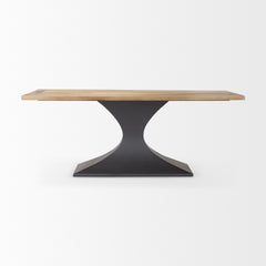 Maxton Light Brown/Gunmetal Rectangular Pedestal Dining Table - Ornate Home