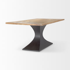 Maxton Light Brown/Gunmetal Rectangular Pedestal Dining Table - Ornate Home