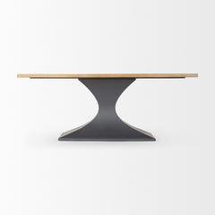 Maxton Light Brown/Gunmetal Rectangular Pedestal Dining Table - Ornate Home