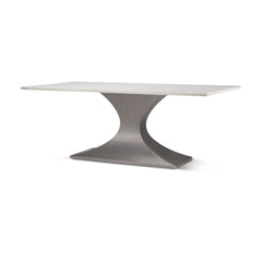 Maxton White/Gunmetal Rectangular Pedestal Dining Table - Ornate Home