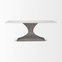 Maxton White/Gunmetal Rectangular Pedestal Dining Table - Ornate Home