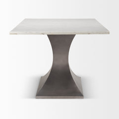 Maxton White/Gunmetal Rectangular Pedestal Dining Table - Ornate Home