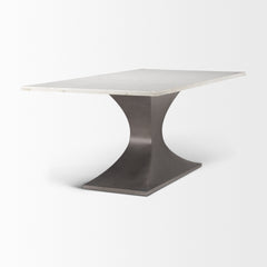Maxton White/Gunmetal Rectangular Pedestal Dining Table - Ornate Home