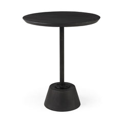 Maxwell Dark Brown/Black 20" Round Wood Metal Pedestal Side Table - Ornate Home