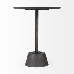Maxwell Dark Brown/Black 20" Round Wood Metal Pedestal Side Table - Ornate Home