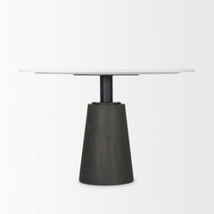 Maxwell White/Black 48" Round Pedestal Dining Table