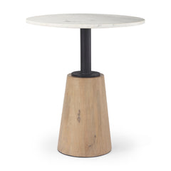 Maxwell White/Black/Blonde 32" Round Pedestal Dining Table - Ornate Home