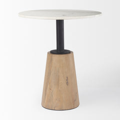 Maxwell White/Black/Blonde 32" Round Pedestal Dining Table - Ornate Home