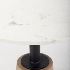 Maxwell White/Black/Blonde 32" Round Pedestal Dining Table - Ornate Home