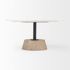Maxwell White/Black Marble Top Pedestal Base Round Coffee Table - Ornate Home