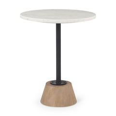 Maxwell White/Black Marble Top Pedestal End/Side Table - Ornate Home
