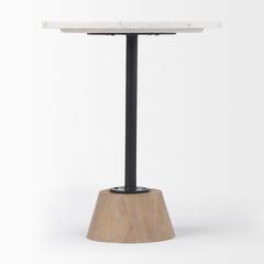 Maxwell White/Black Marble Top Pedestal End/Side Table - Ornate Home