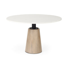 Maxwell White/Light Brown 48" Round Pedestal Dining Table - Ornate Home