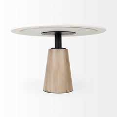 Maxwell White/Light Brown 48" Round Pedestal Dining Table - Ornate Home