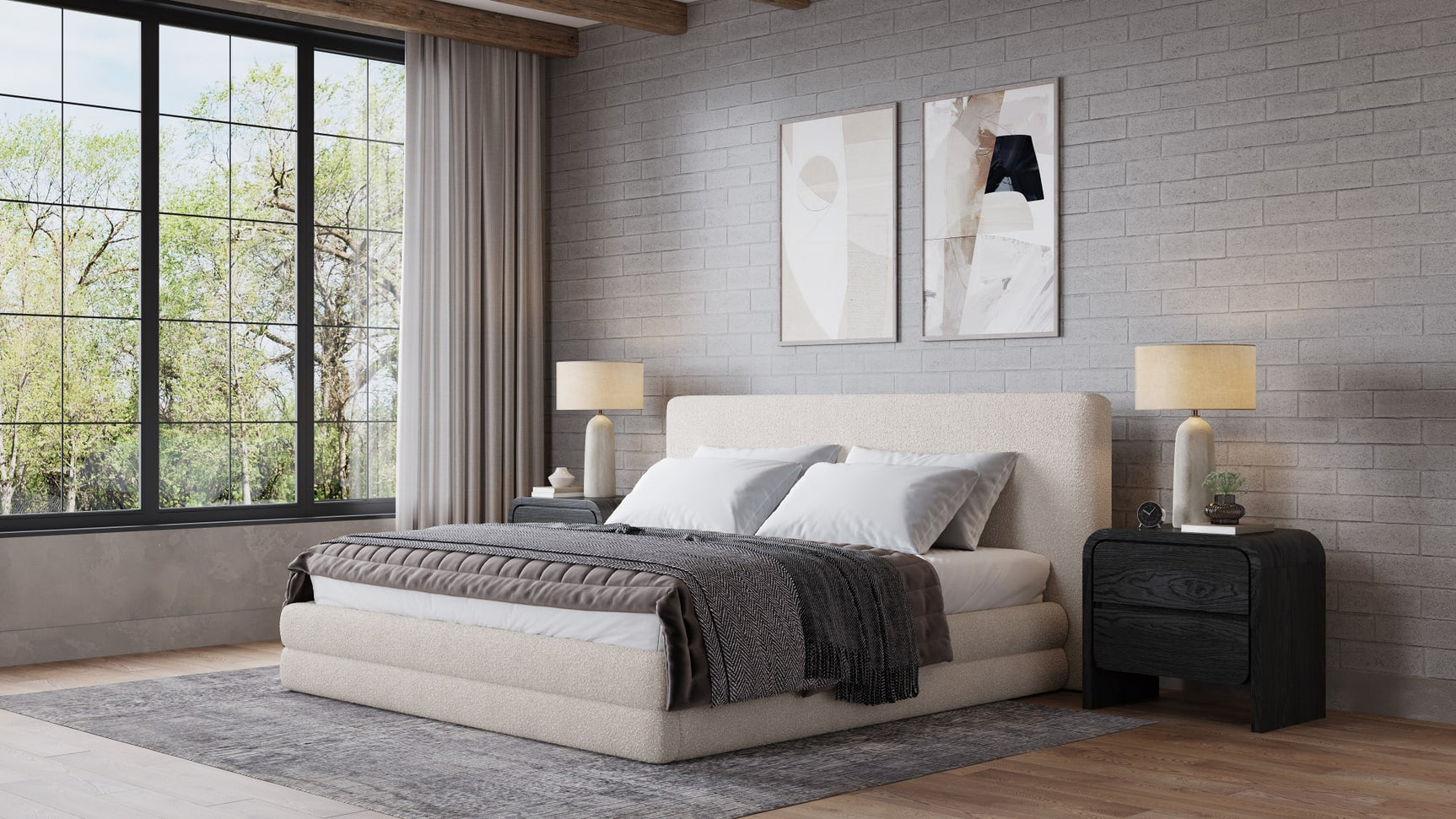 Maya Brun Queen Upholstered Platform Bed - Ornate Home