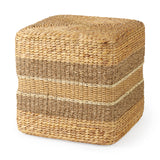 Maya Light Brown/Medium Brown Seagrass Square Pouf - Ornate Home