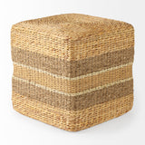Maya Light Brown/Medium Brown Seagrass Square Pouf - Ornate Home