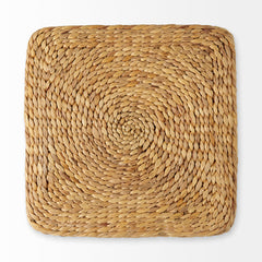 Maya Light Brown/Medium Brown Seagrass Square Pouf - Ornate Home