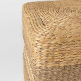 Maya Light Brown/Medium Brown Seagrass Square Pouf - Ornate Home
