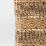 Maya Light Brown/Medium Brown Seagrass Square Pouf - Ornate Home