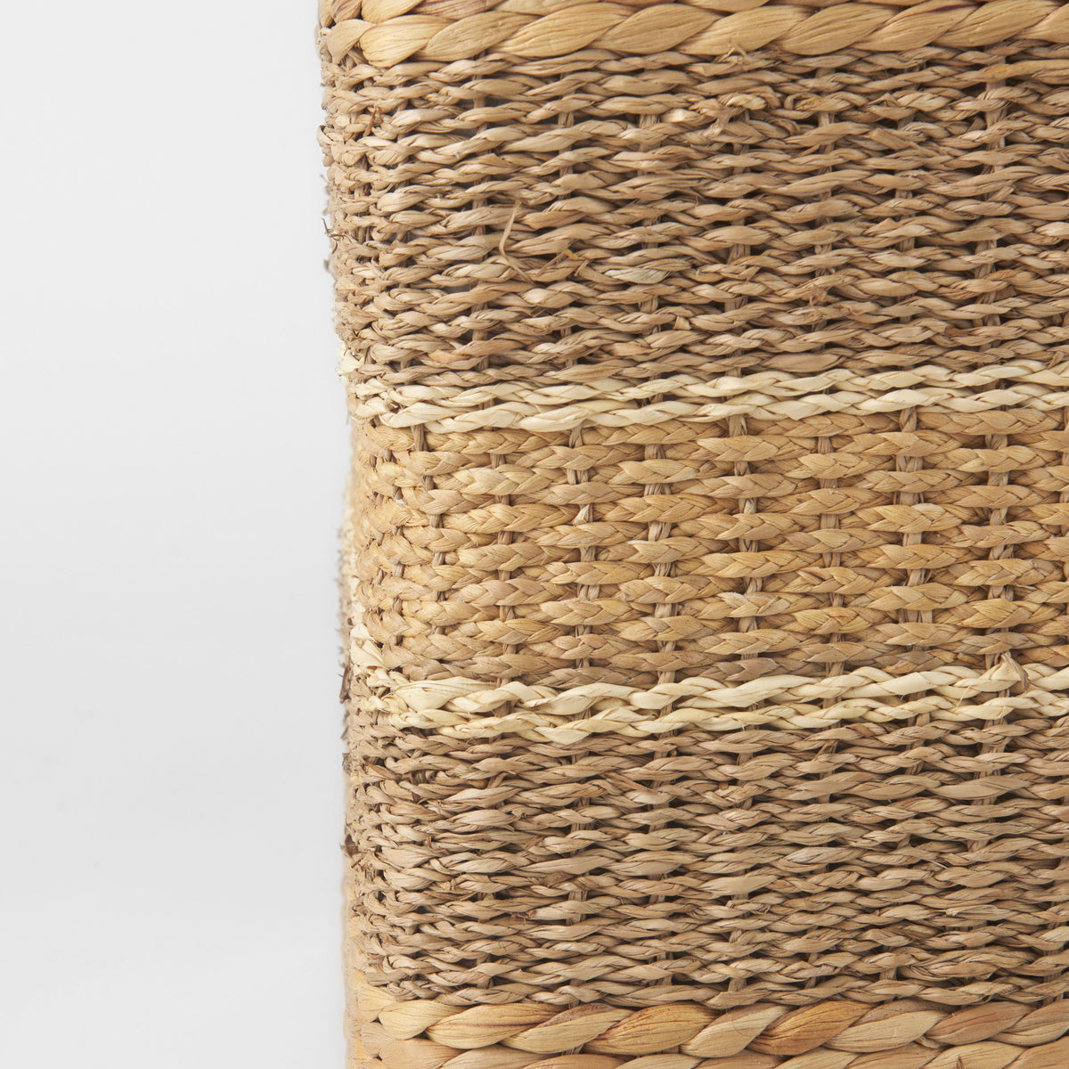 Maya Light Brown/Medium Brown Seagrass Square Pouf - Ornate Home