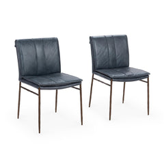 Mayer Leather Ocean Blue Dining Chair (Set of 2) - Ornate Home
