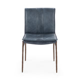 Mayer Leather Ocean Blue Dining Chair (Set of 2) - Ornate Home