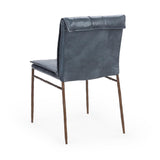 Mayer Leather Ocean Blue Dining Chair (Set of 2) - Ornate Home