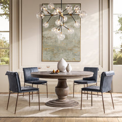 Mayer Leather Ocean Blue Dining Chair (Set of 2) - Ornate Home