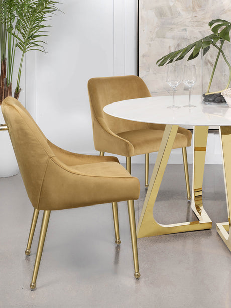 Mayette Cognac / Gold Side Chair (Set of 2) - Ornate Home